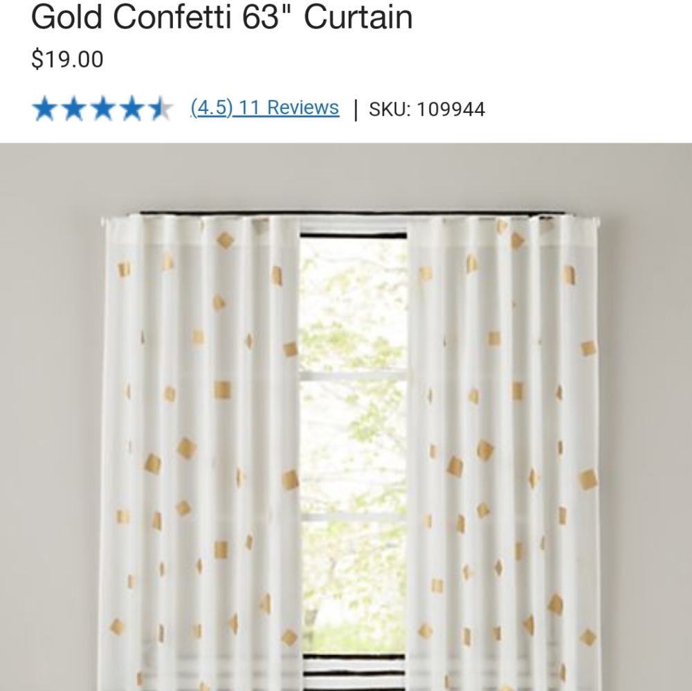 Two 63" gold confetti curtains
